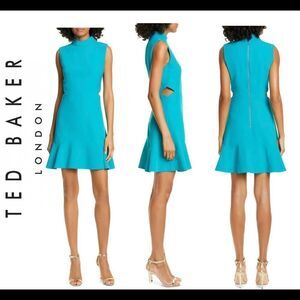 Ted Baker blue teal Cormier Dress Sz 4/US 10